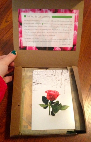 You can tell these boxes are packed with some serious  love. I was greeted with a Rose postcard on top and a Valentine's greeting!